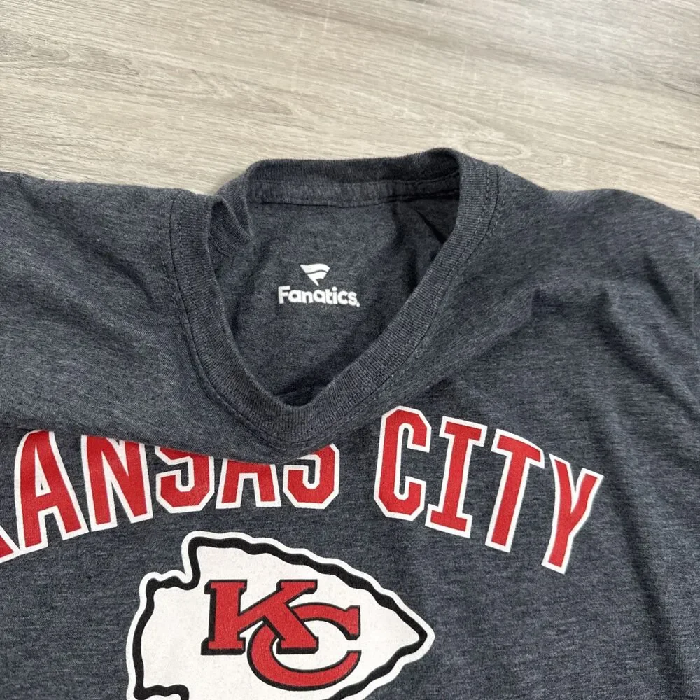 Kansas City Chiefs Shirt NFL Fanatics Men’s Gray Large Short Sleeve Football
